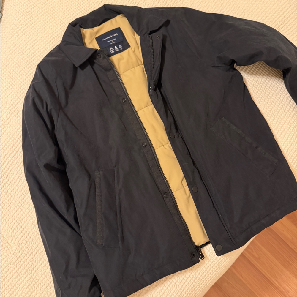 Abercrombie & Fitch Black Work Style Jacket with Tan Interior